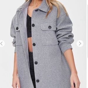 NWOT Gray Flannel forever 21 Button Down Lined Oversized shacket coat